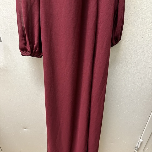 Windsor Burgundy Long Sleeve Square Neck Dress - Picture 2 of 12